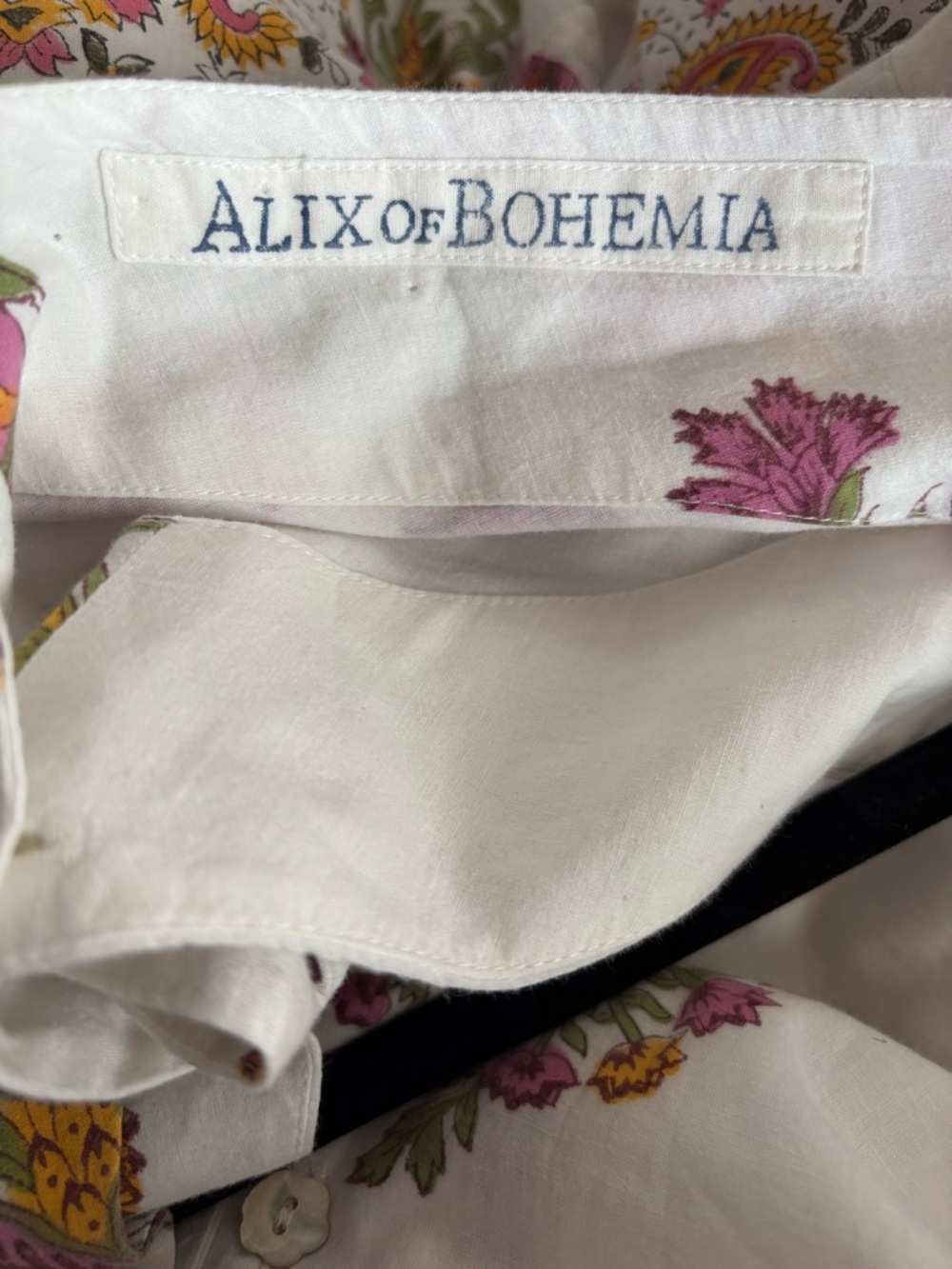 Alix of Bohemia Bianca Belle Hand-Printed Floral Midi Dress Small White Pink - Picture 10 of 10